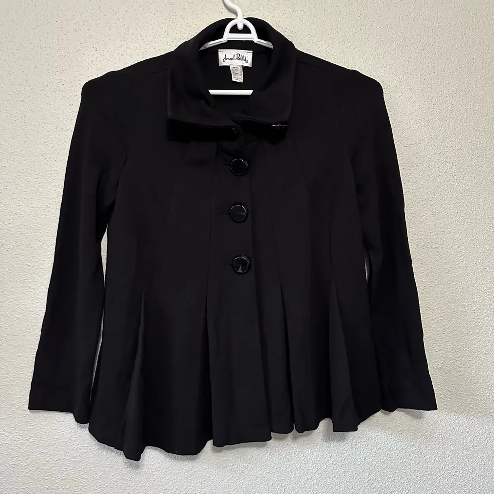 Joseph Ribkoff Black Pea Coat with Structured Silhouette - Image 3