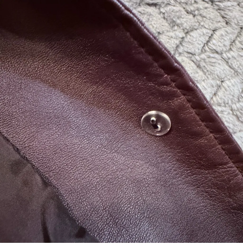 Bagatelle Vegan Distressed Dyed Leather Jacket in red/brown size large - Image 7