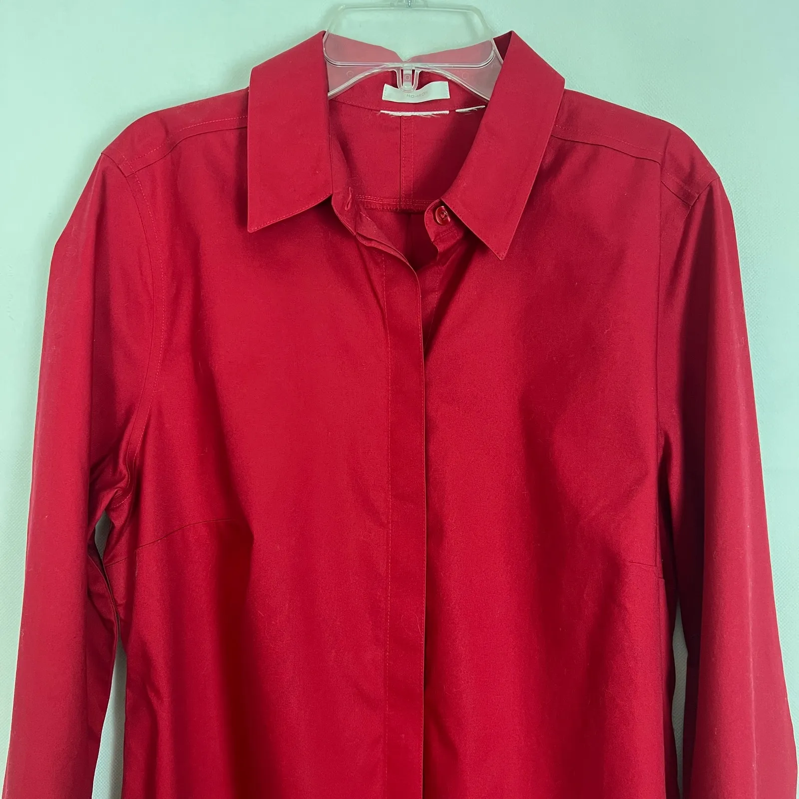 Chico's No Iron Button Down Red Top Size M/L Tunic - Image 3