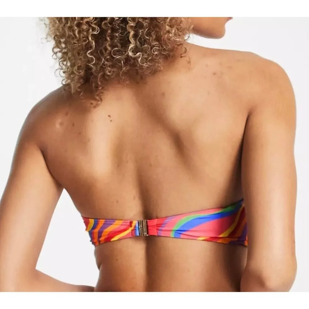 Its Now Cool by Free People Waisted Duo Pant and Bandeau Rainbow Bikini Set XS - Image 7