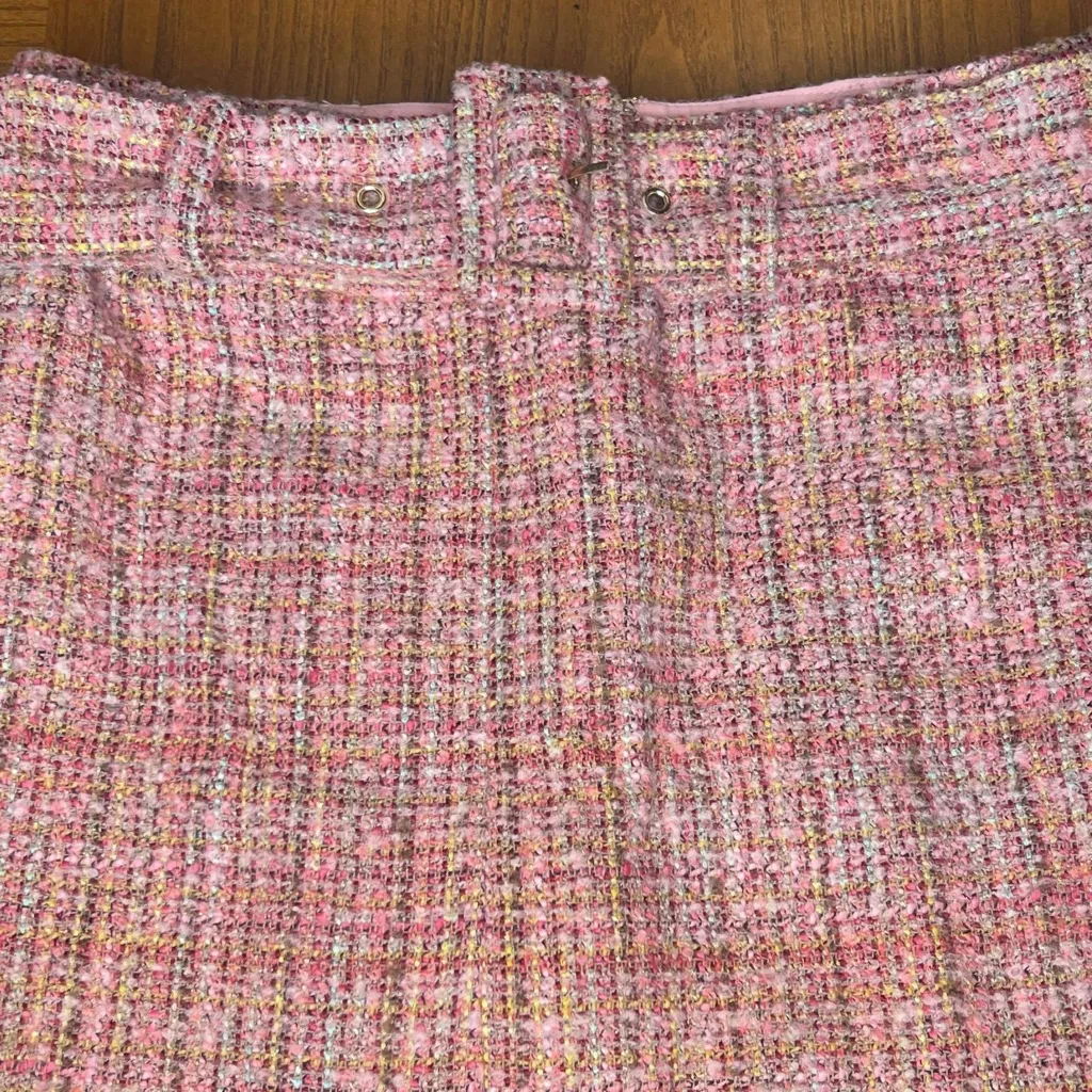 Lovers + Friends REVOLVE Amira Notched Front Tweed Mini Skirt‎ Belt Pink Size XS - Image 8