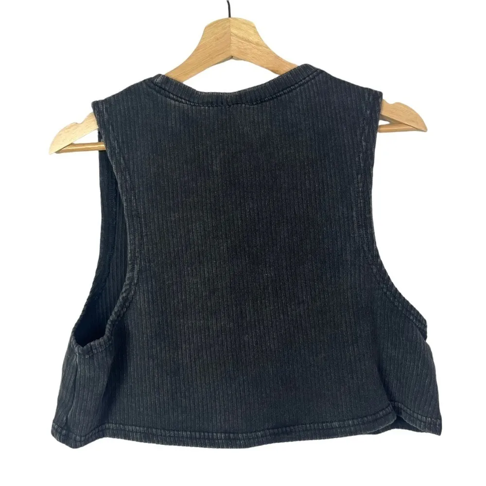 Cara Loren Active Faded Black Ribbed Crop Athletic Tank Top M Size M - Image 2