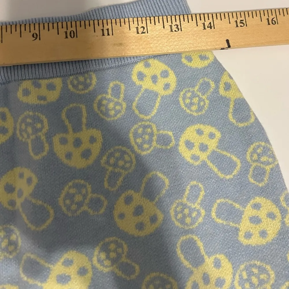 Motel blue and yellow mushroom print sweater mini skirt size small - Image 4