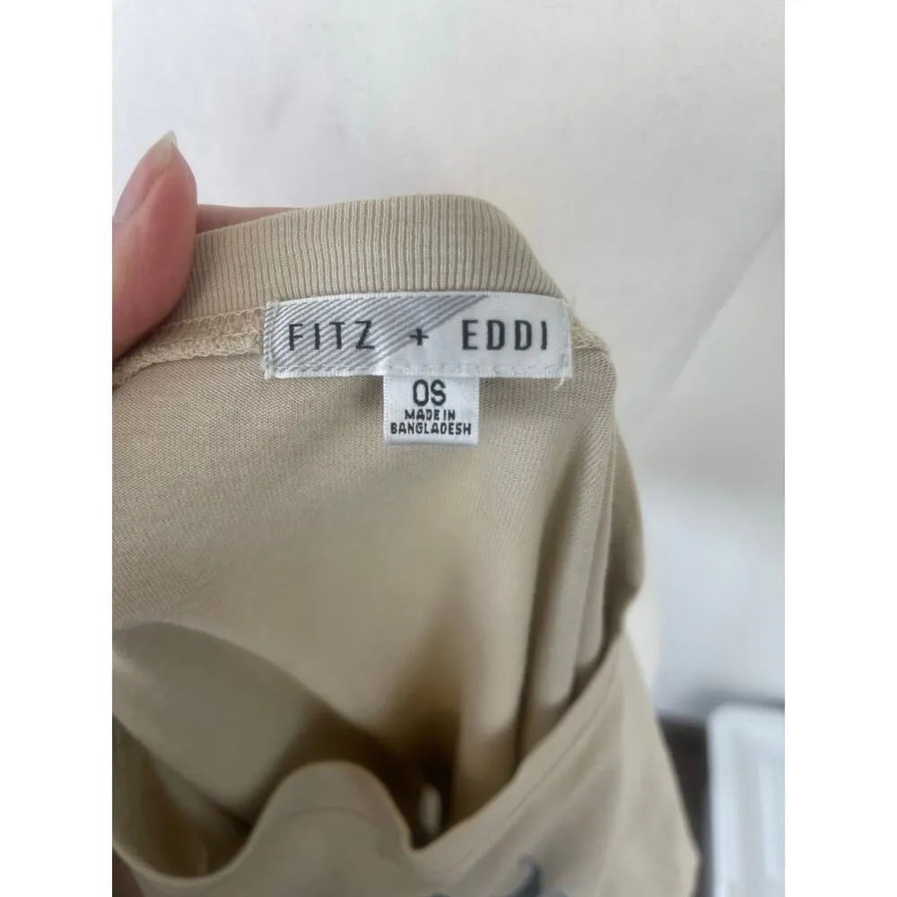 NWOT Fitz + Eddi Tan Oversized Cropped Lake Tahoe Graphic Tee Long Sleeve M/L Size M - Image 4