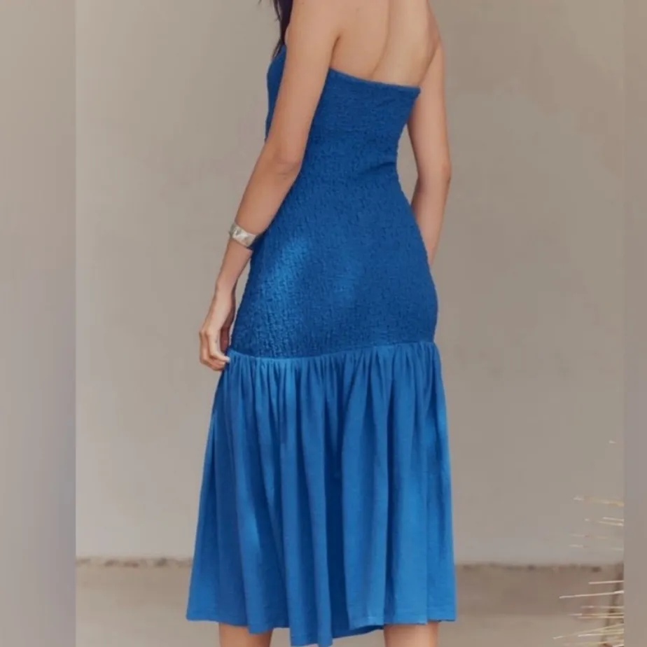 Celandine Strapless Popcorn Midi Dress - Bright Cobalt XL - Image 4