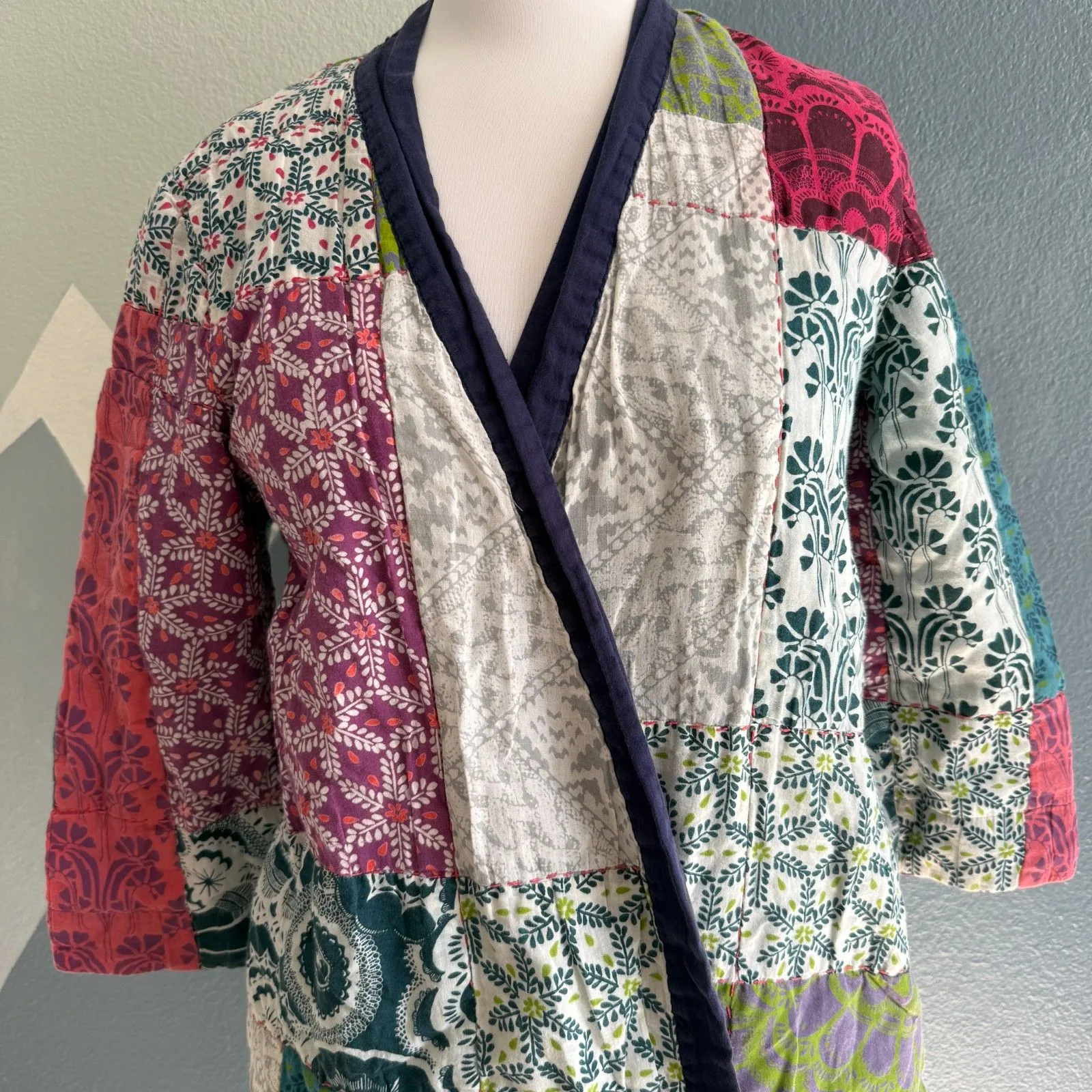 Anthropologie | Lilka Multicolor Patchwork Quilted Cotton Robe XS - Image 4