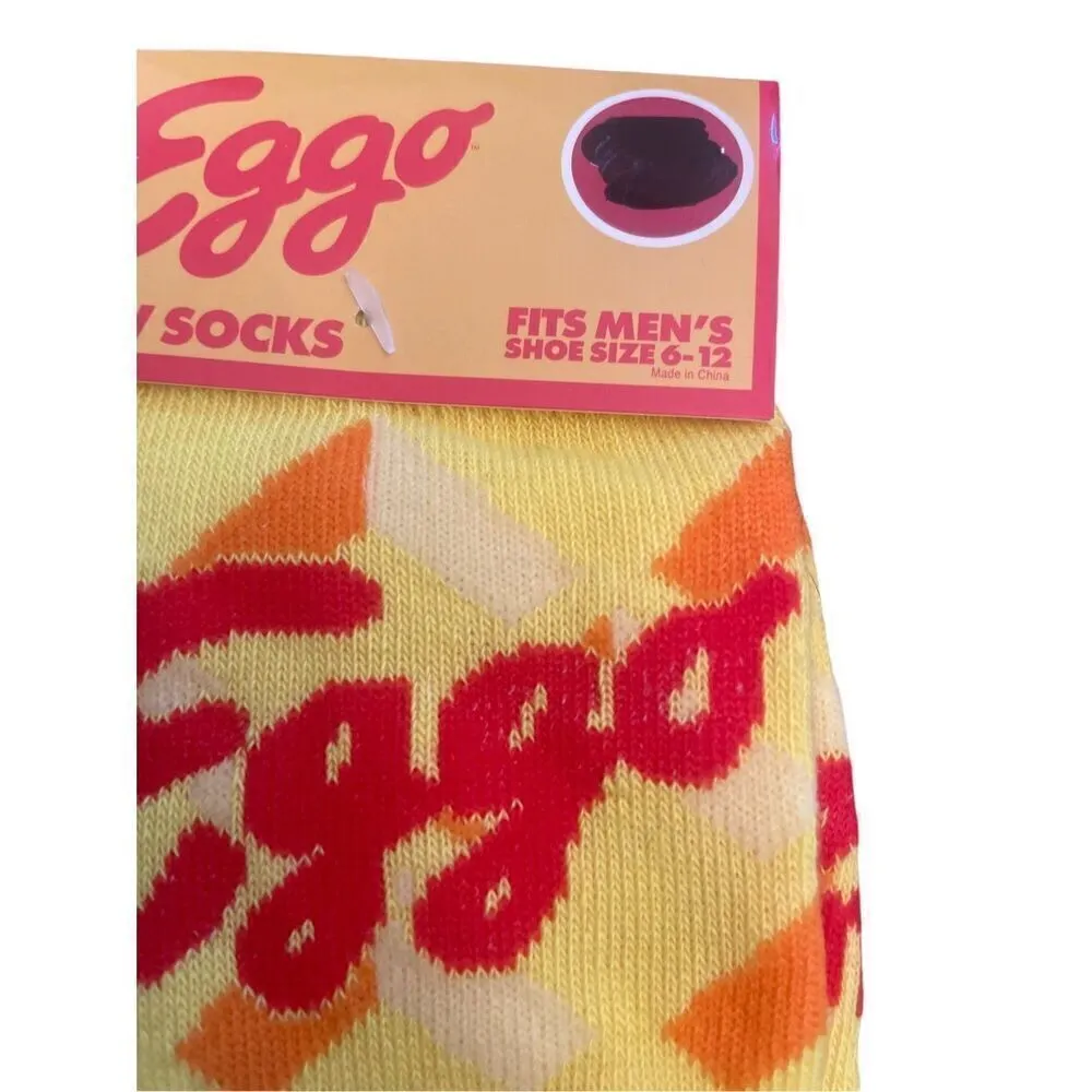 Eggo Waffle Adult Size Fun Novelty Socks NWT Yellow - Image 3