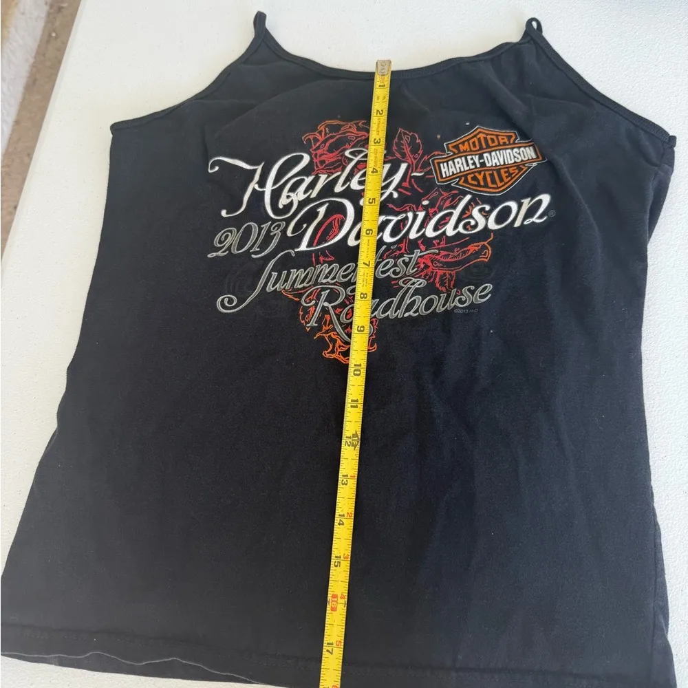 Vintage Harley Davidson Women’s black tank top 2013 Summer fest Roadhouse L Size L - Image 5