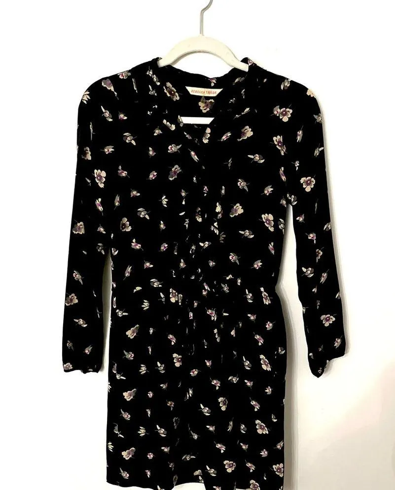 Rebecca Taylor Ghost Flower Floral Silk Mini Dress Size 0 - Image 2