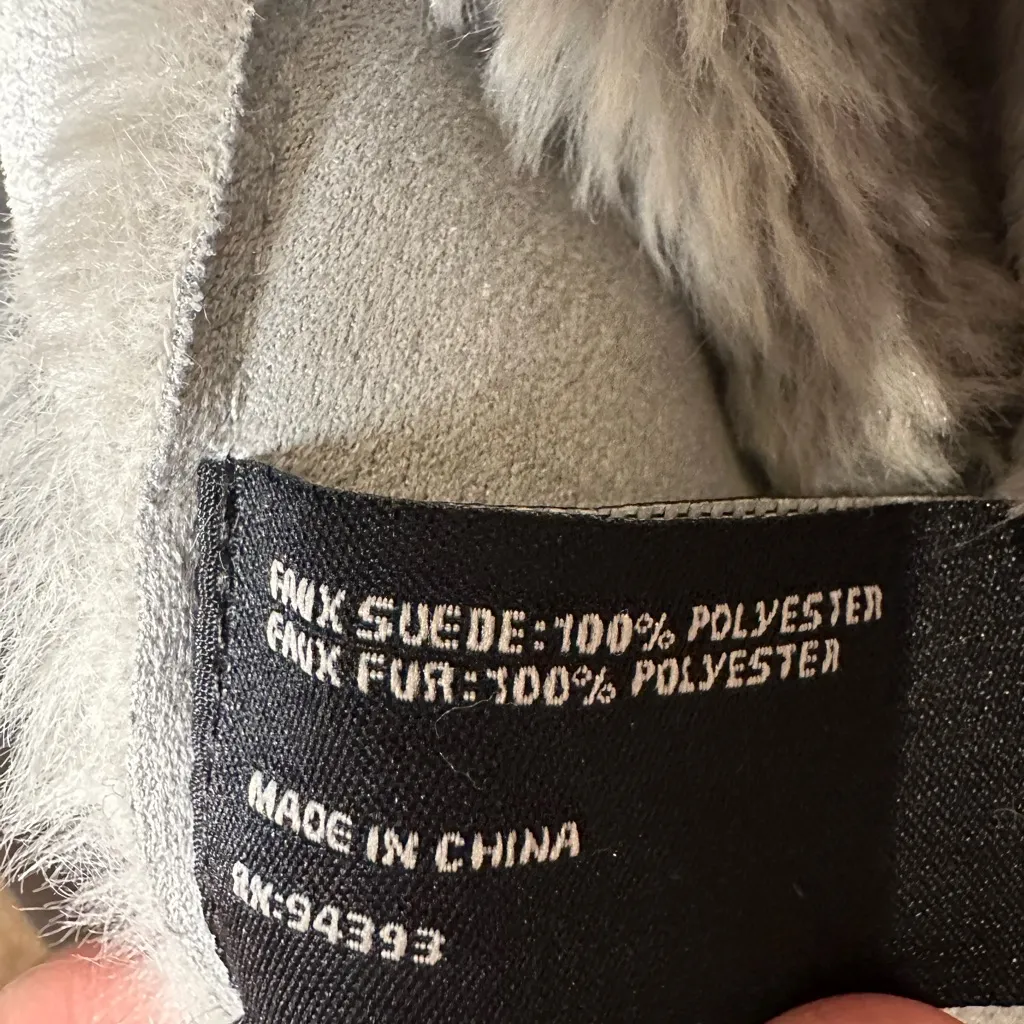 Altar'd State Women's Small Vest Y2K Faux Fur Gray Faux Suede Open Front - Image 6