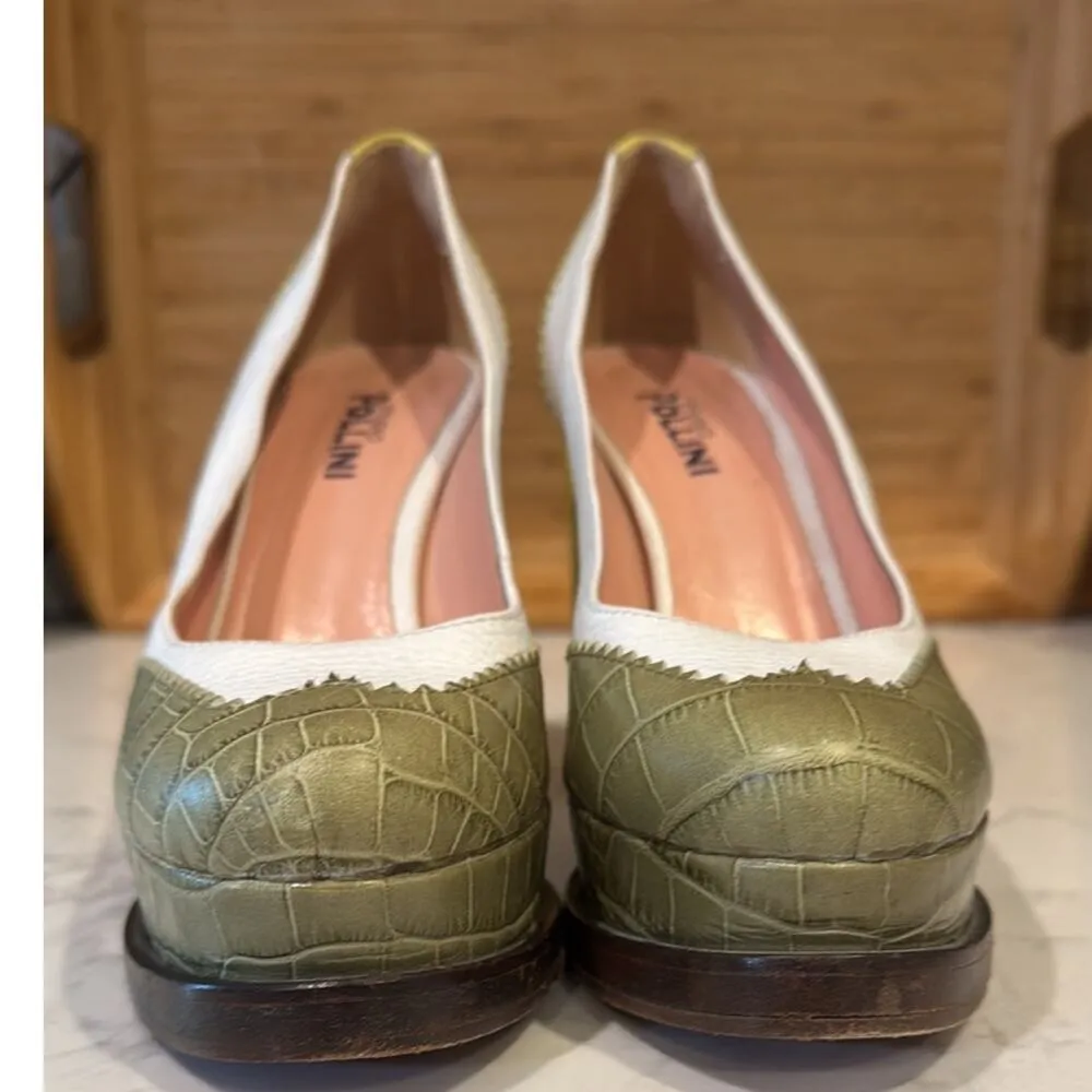 Studio Pollini leather croc color blocked platform size 7 academia rockabilly - Image 4