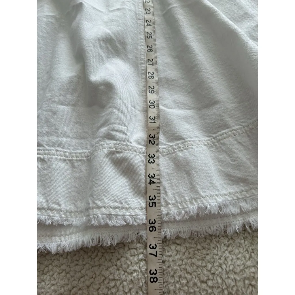 Madewell Fluted Denim Raw Hem Midi Skirt in Tile White Size 26 NU507 - Image 12