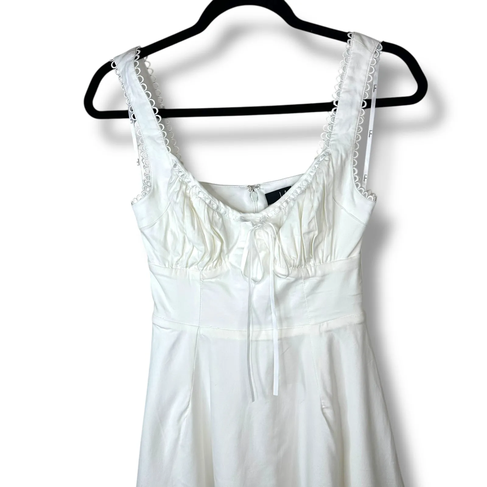 Lulus NWOT Exceptionally Loved White Bustier Crochet Trim Skater Mini Dress XS - Image 5