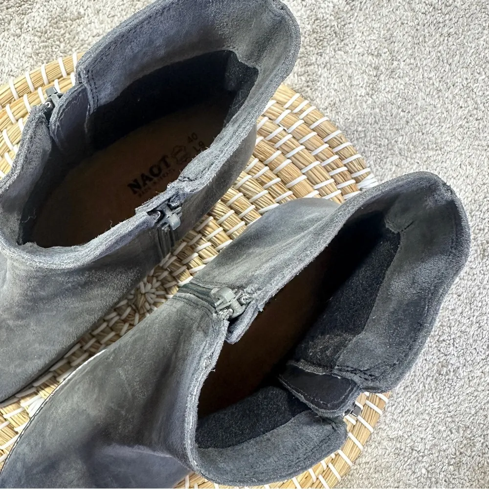 Naot Women’s Wander Boots Oily Midnight Gray Suede Double Zip Ankle 40/US 9 - Image 7