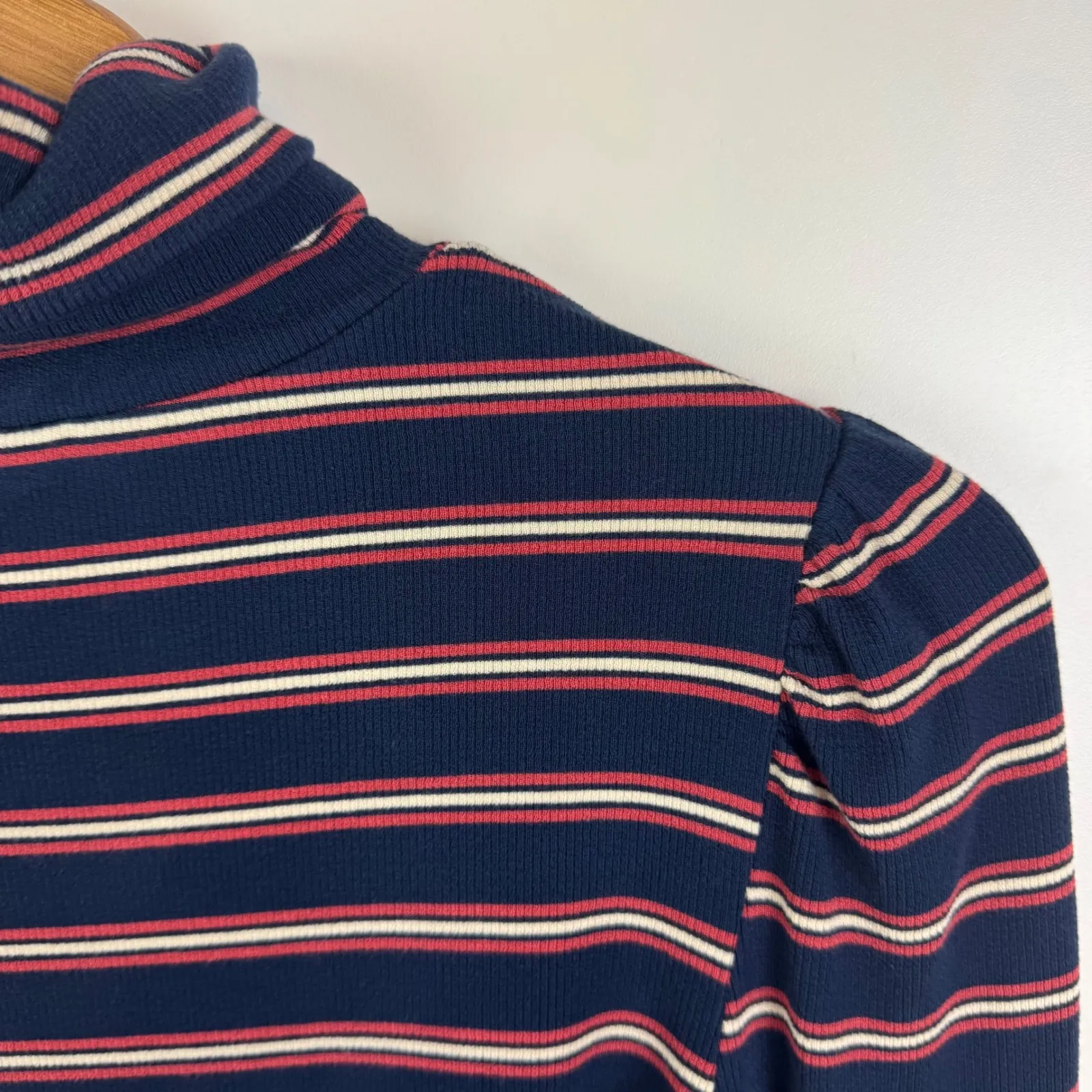 Evereve Striped Turtleneck Sweater Small Soft Stretch Pullover Fall Preppy Modal - Image 2