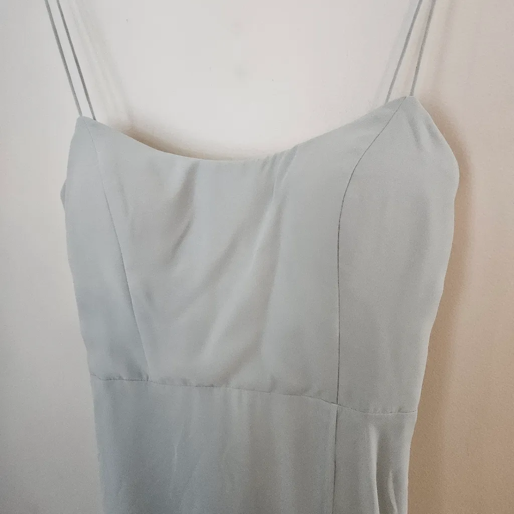 Jenny Yoo Kiara Dress Light Green Gray Women's Maxi Morning Mist Bridesmaid Tie - Image 4