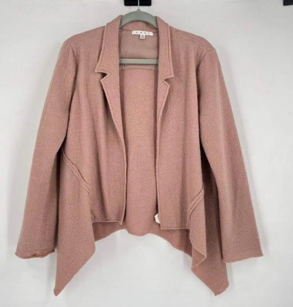 CAbi Womens Wool Valentina Angle Open Front Blazer Jacket Blush Pink Size Medium - Image 3