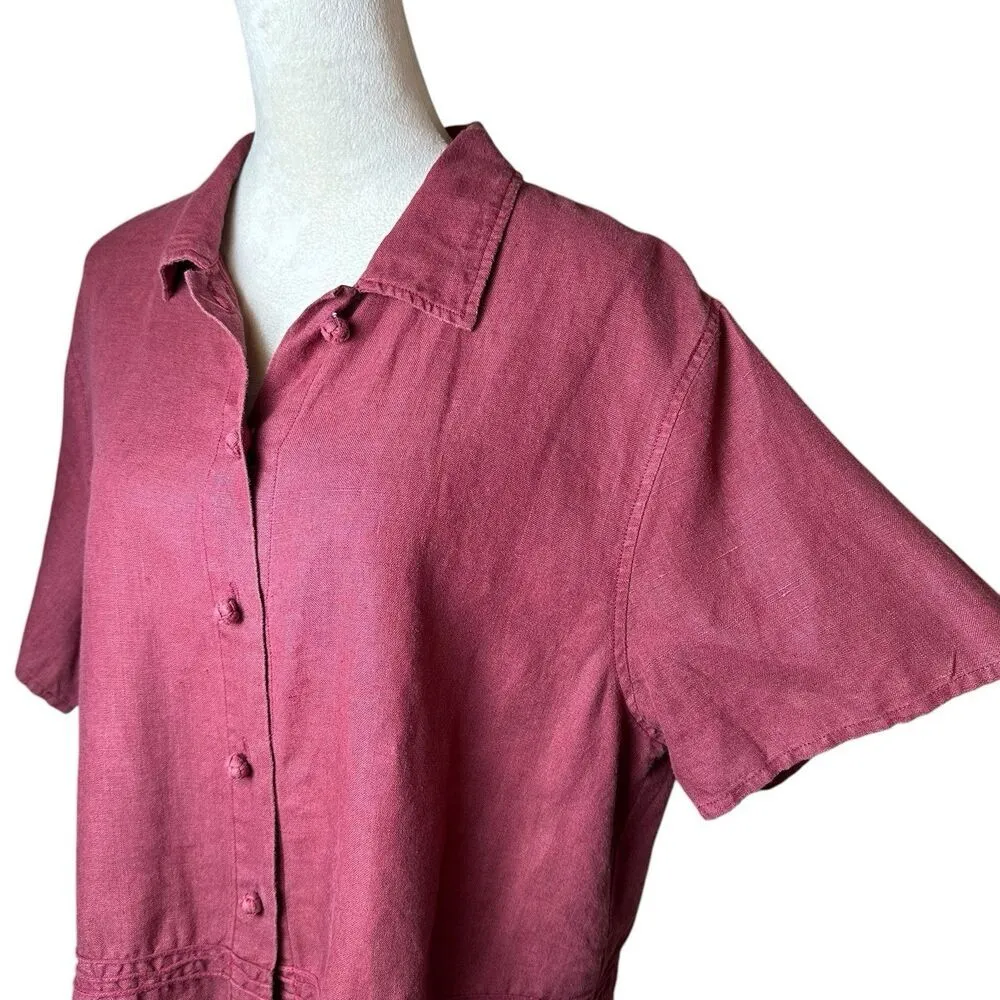 Outfit JPR 100% Linen Button Down Shirt Brick Red Coastal Boxy Fit Women’s Large - Image 5