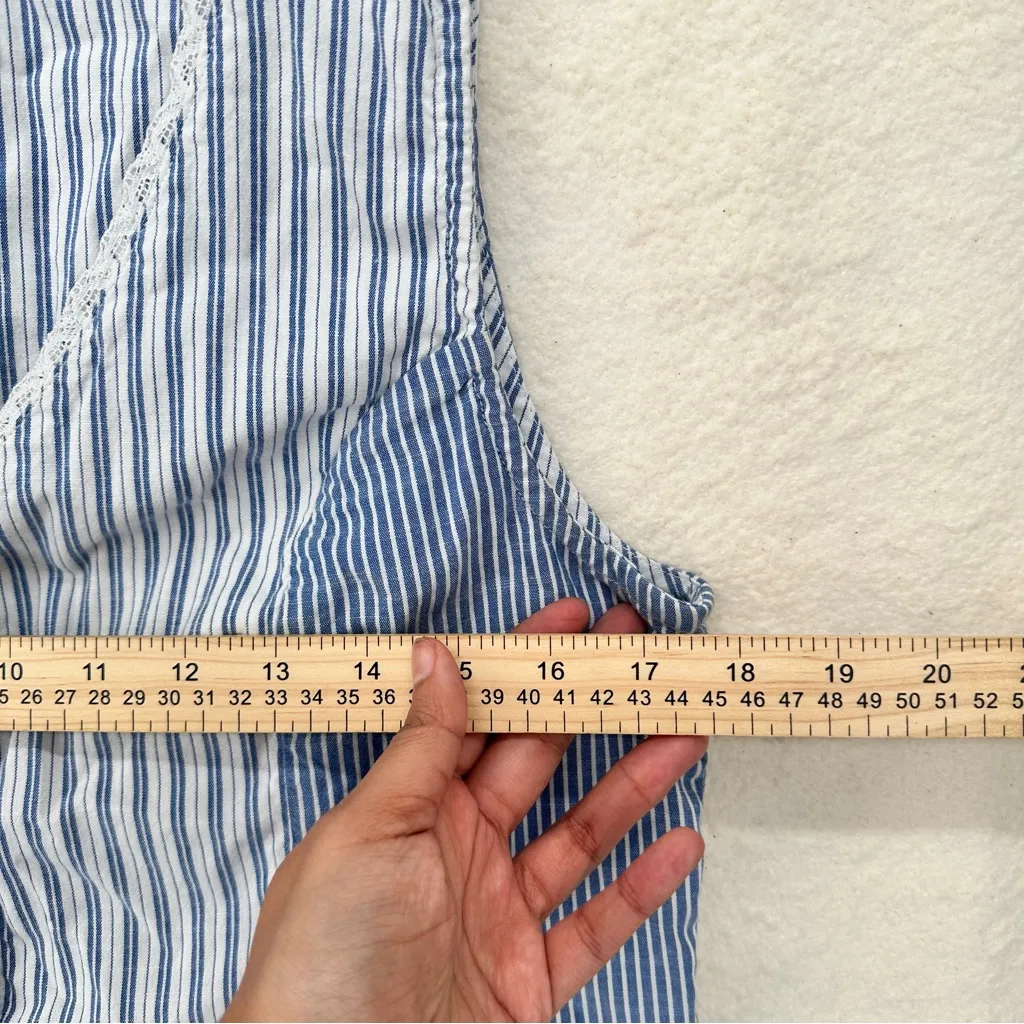 American Eagle Nautical Beachy Striped Blue and White Vest Blouse - Image 3