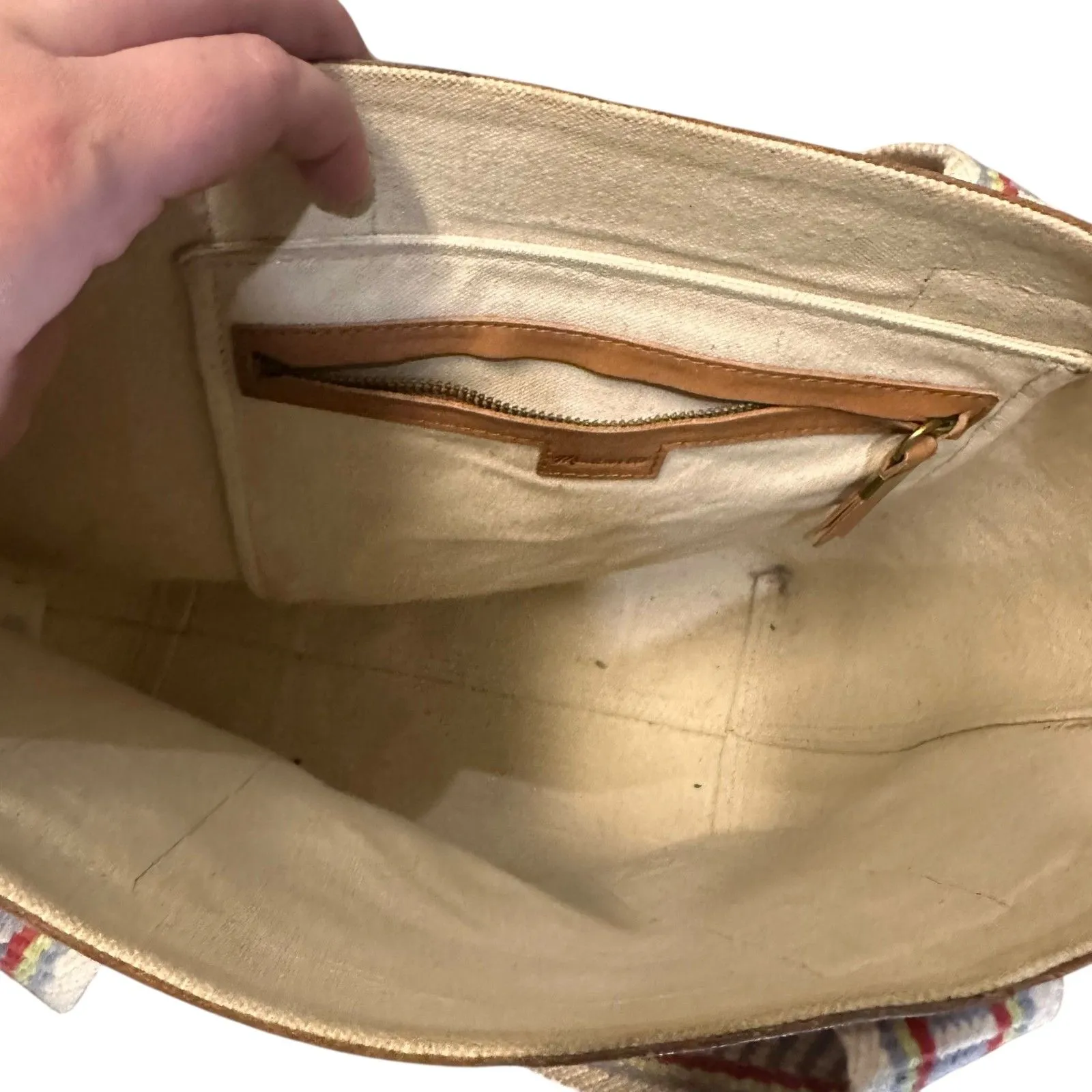 MADEWELL The Medium Transport Leather Tote Woven Strap Camel - Image 5