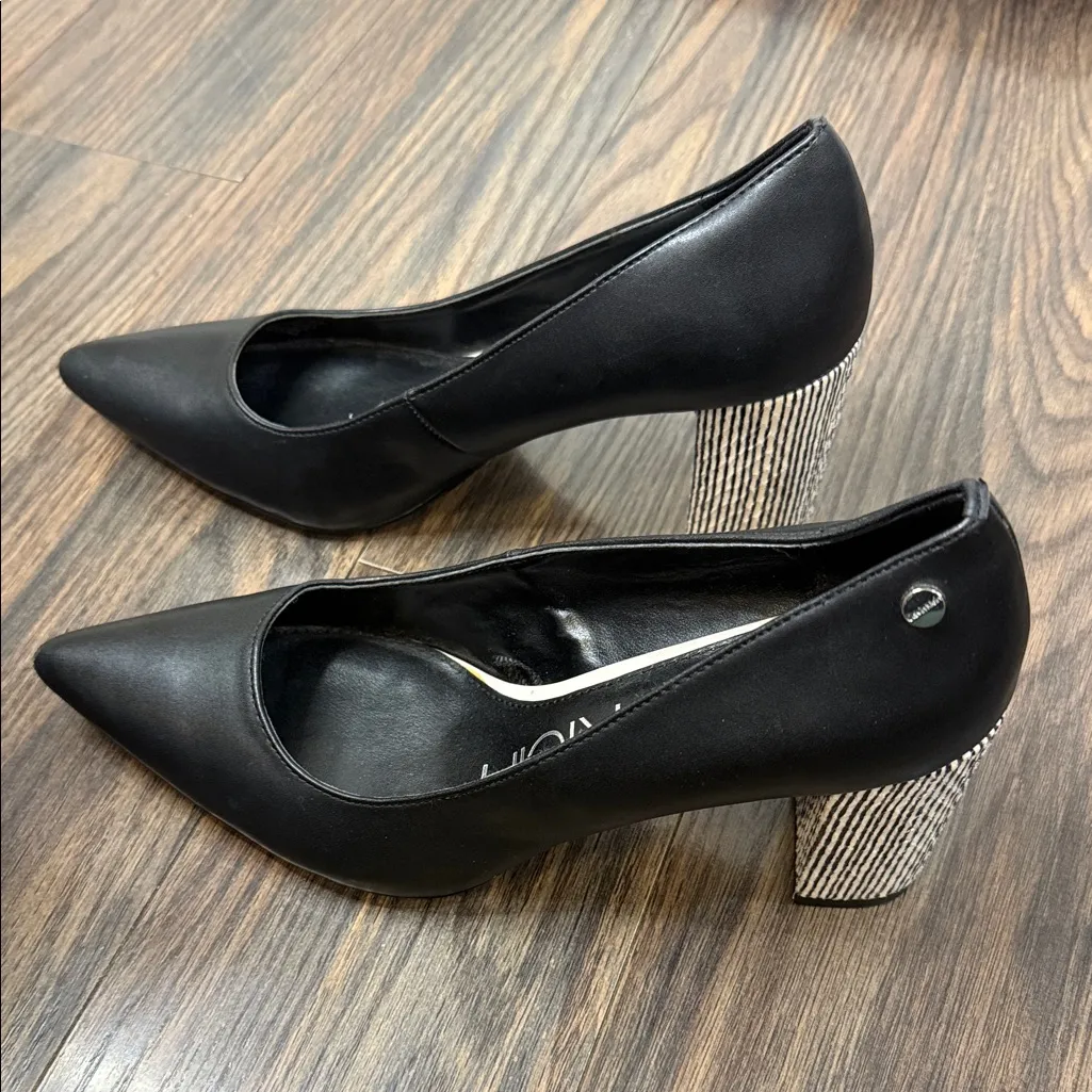 Calvin Klein Black and Silver Women's Pumps - Image 6