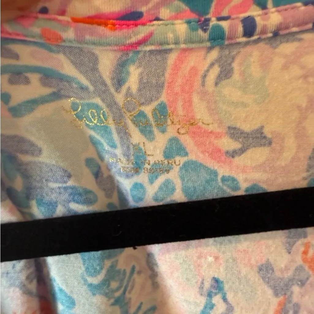 Lilly Pulitzer Size‎ XL Finn Top Long Sleeve Pima Cotton Multi Pink - Image 3