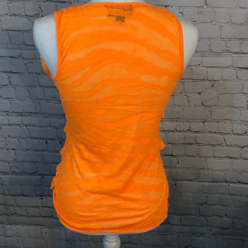 IZ BYER Ruffled Orange Burnout Tiger Tank - Image 2