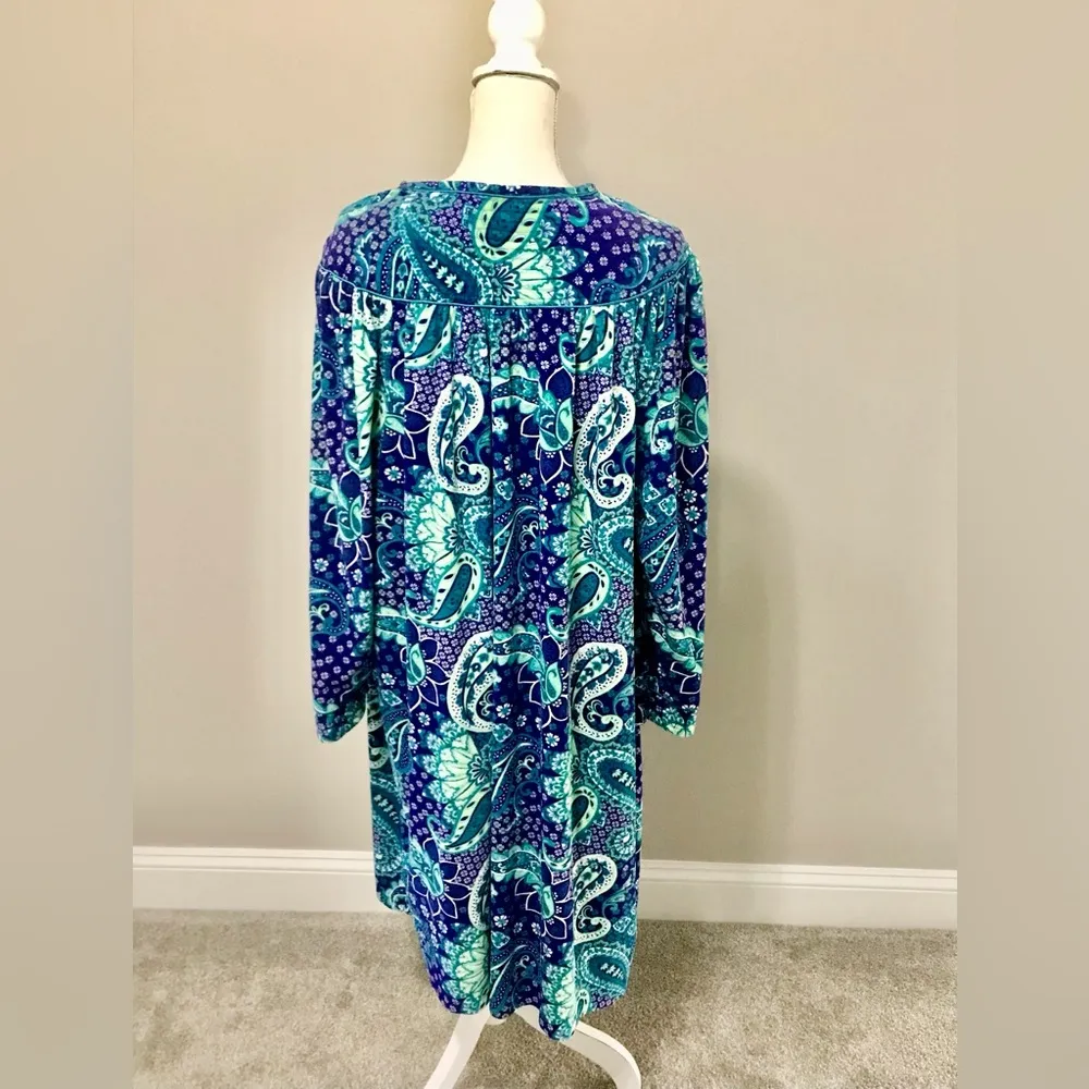 Multicolor Paisley Duster Housecoat Blue Size XL - Image 6