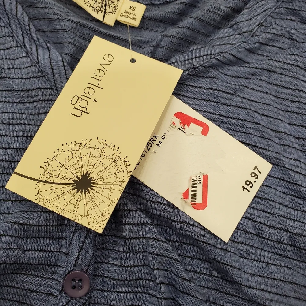 NWT Everleigh Blue Striped Button Down Tie Top Size XS - Image 5