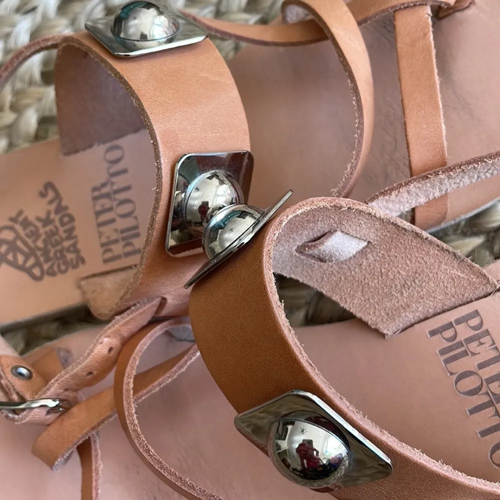 Ancient Greek Sandals x Peter Pilotto Alethea stud cross front leather sandals Brown Size 10 - Image 3
