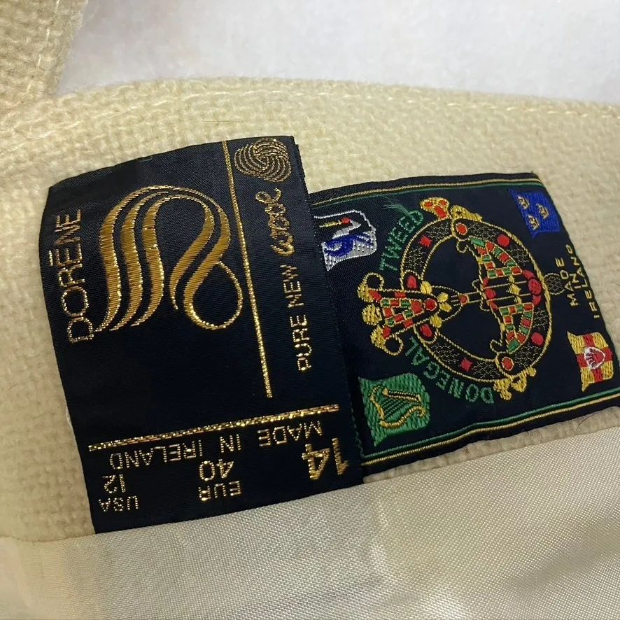 Vintage Dorene Donegal Tweed Wool Blazer Women's 12 Cream Ireland‎ Pure New wool - Image 8