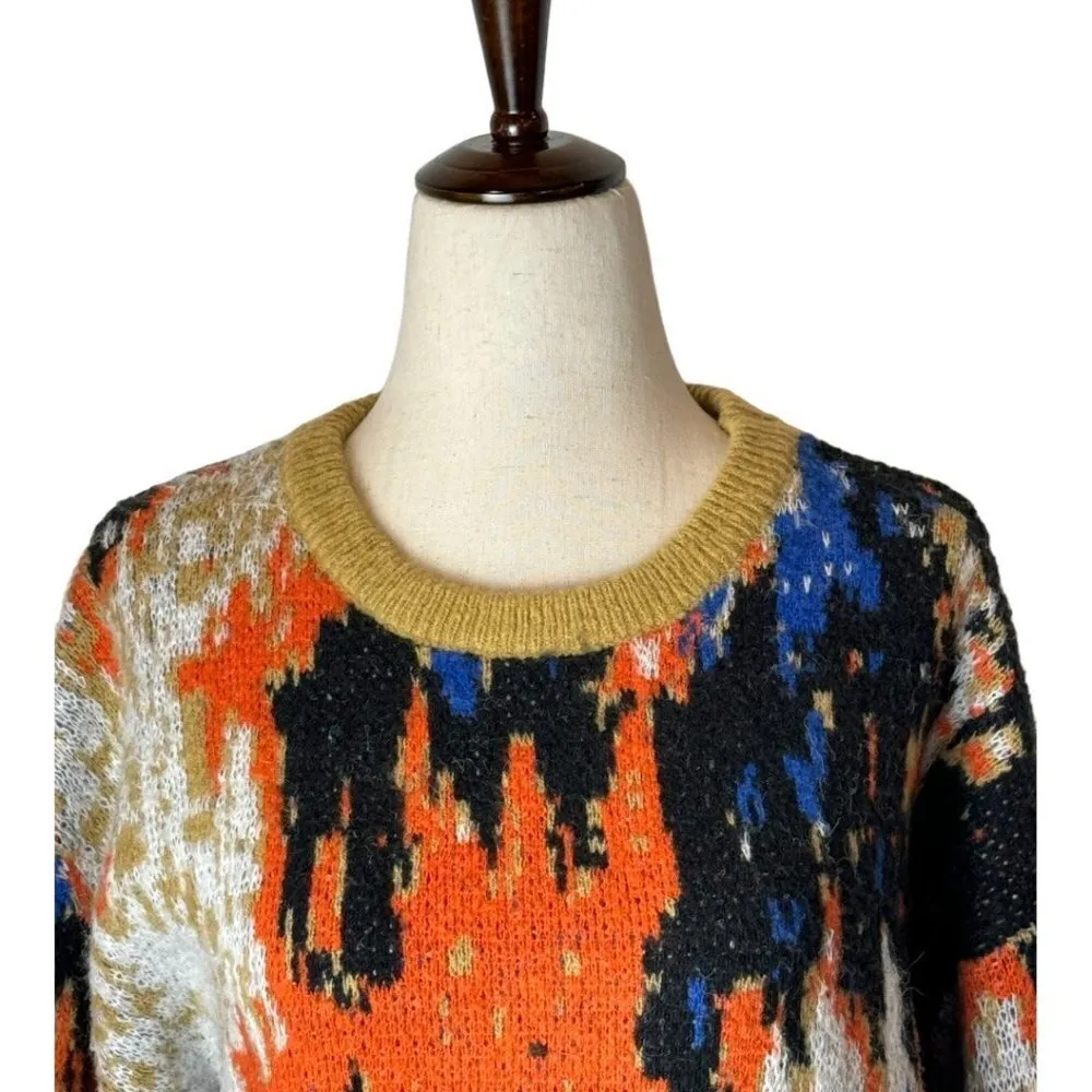 Cider Orange And Black Multicolor Print Crew Neck Pullover‎ Sweater Size XS - Image 7