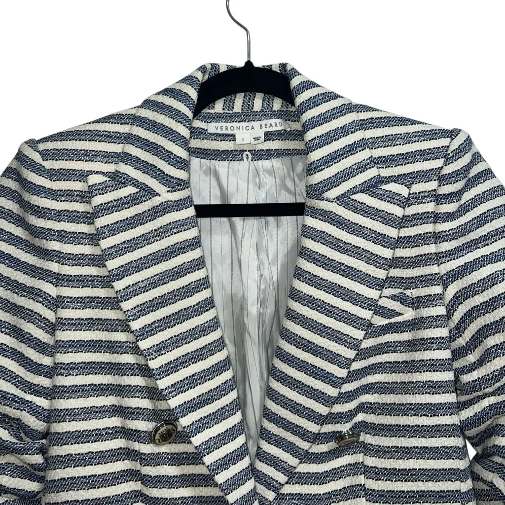 Veronica Beard Ryland Dickey Blazer Jacket Blue Multi Stripe - Image 5