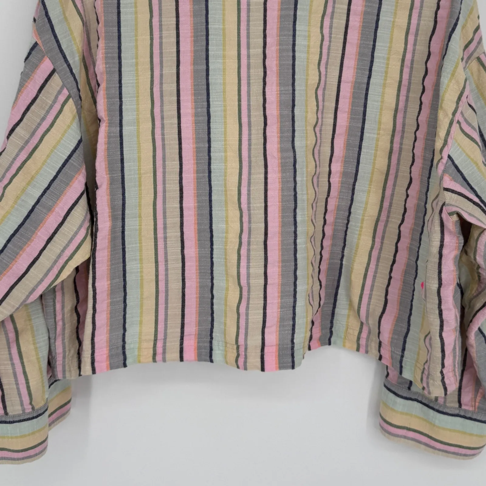 Kerri Rosenthal Sherri Stripe Shirt Small Multicolor Cotton Button Down Heart Pink - Image 11