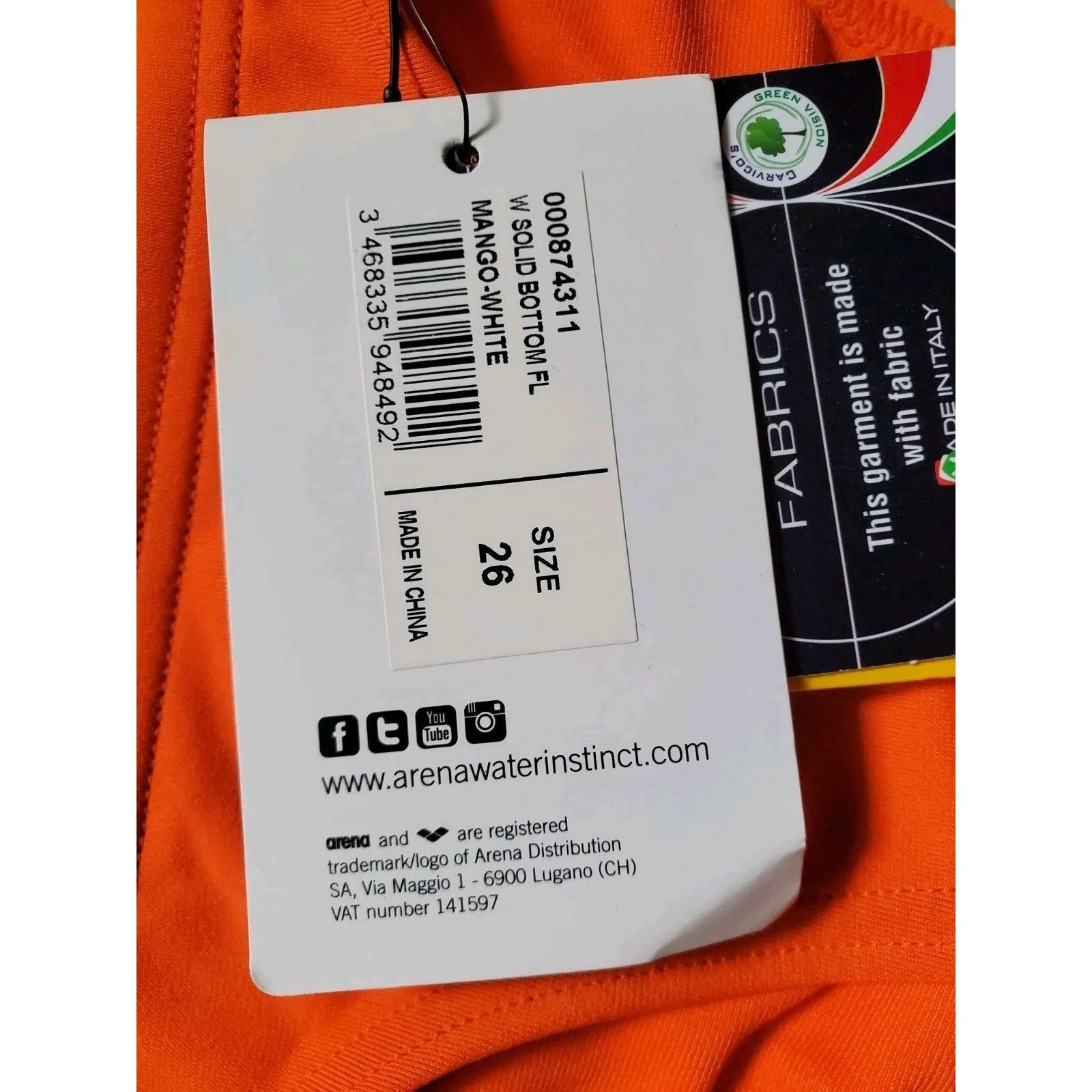 ARENA Women Team Solid Swim Bottom Athletic Bikini Brief Orange Size 26 NWT - Image 3