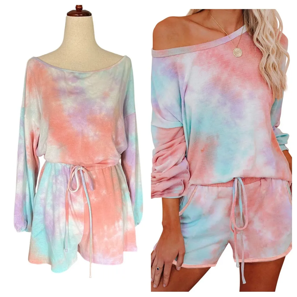 Everly Oversized Tie Dyed Off Shoulder Romper - Image 2