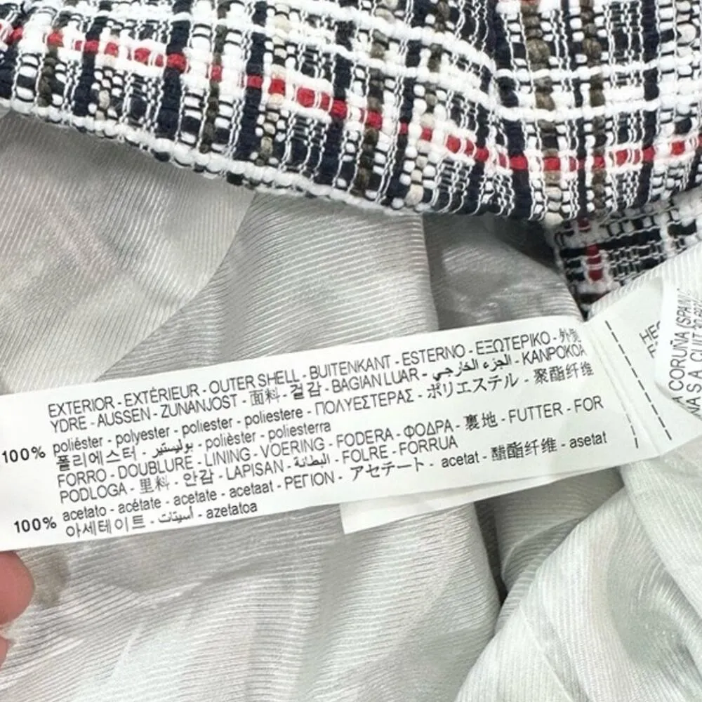 Zara Textured Double Tweed Breasted Blazer Classic Preppy Large - Image 7