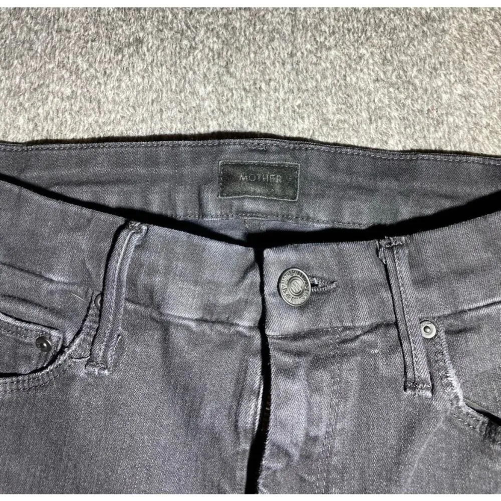 MOTHER‎ High Waisted Looker Ankle Fray Guilty Glitter Racer Black Jeans Size 28 - Image 6