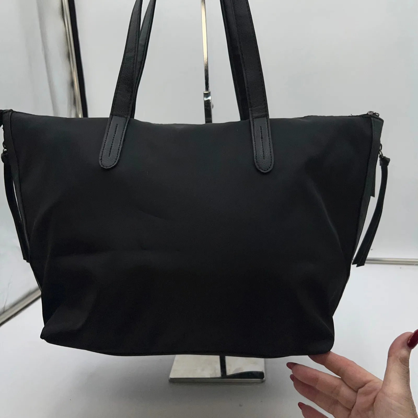 Botkier Black Nylon Leather Trim Tote Bag - Image 4