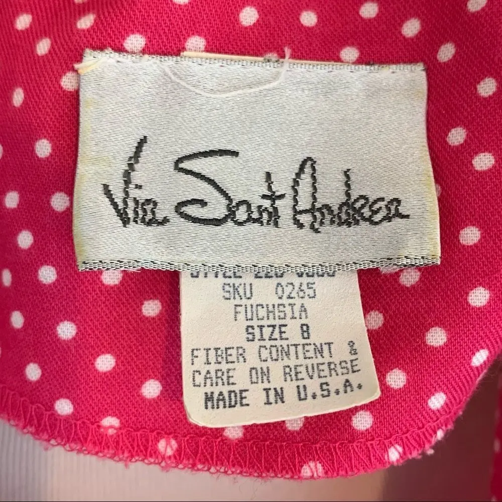 Vintage two piece pink micro polka dot skirt set Size 8 - Image 6