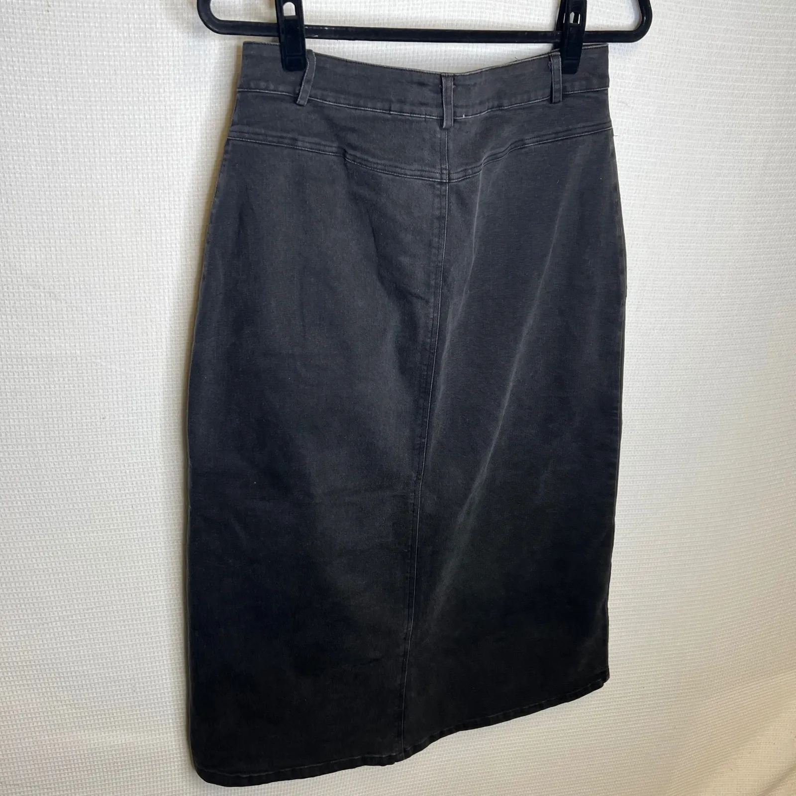 BLISS Black Denim Button Front Midi Skirt Utility Pockets Women's XS - Image 5