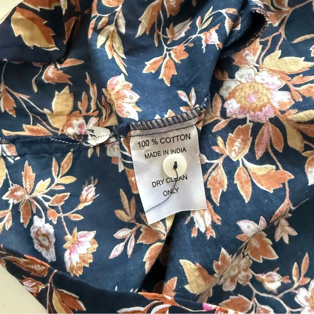 Mille Bonnie Floral Long Sleeve Cotton Shirtdress size small Blue - Image 8