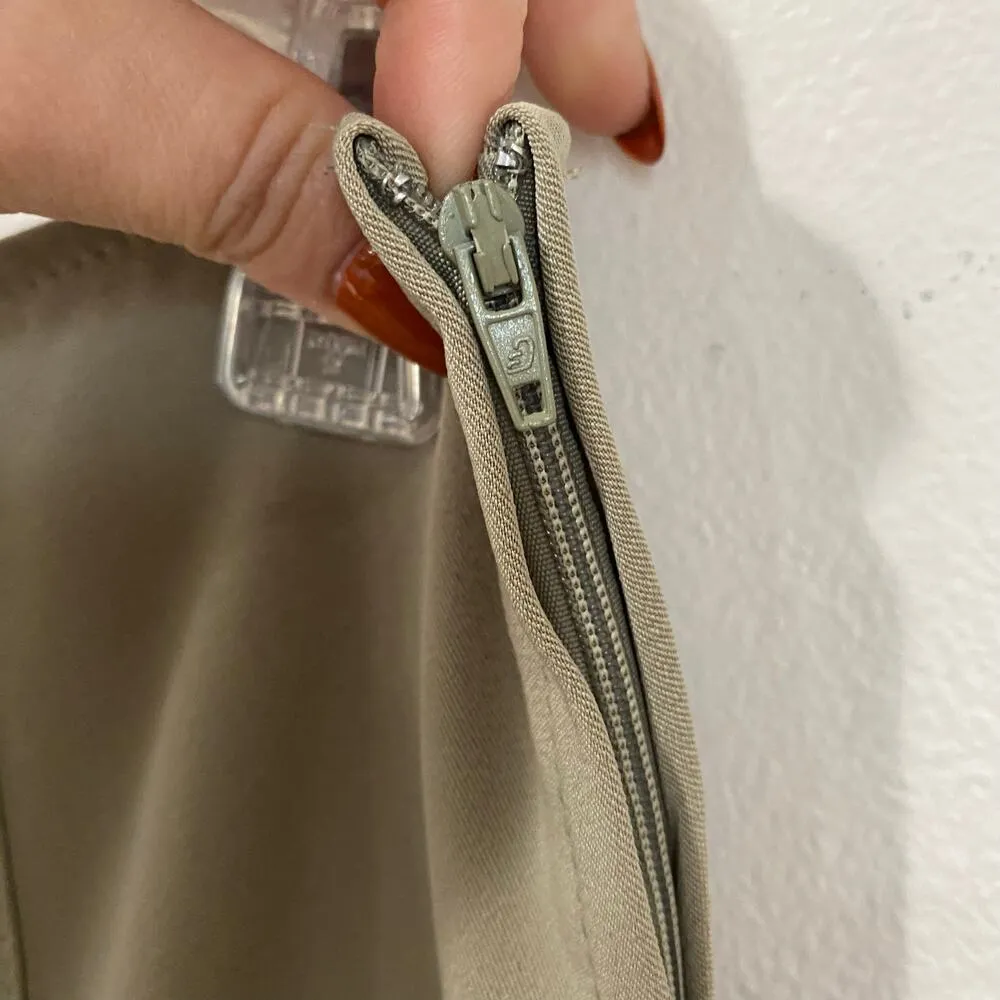 Khaki Fluted Maxi Skirt Front Waist Lace Up Details FR 42 = US M - Image 9