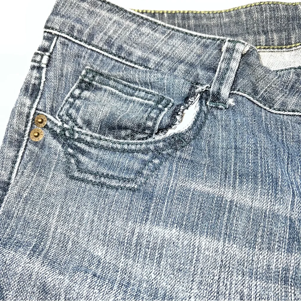 DKNY East Cropped Village Blue Denim Jeans Vented at the Hem w/Branded Button-8 - Image 9