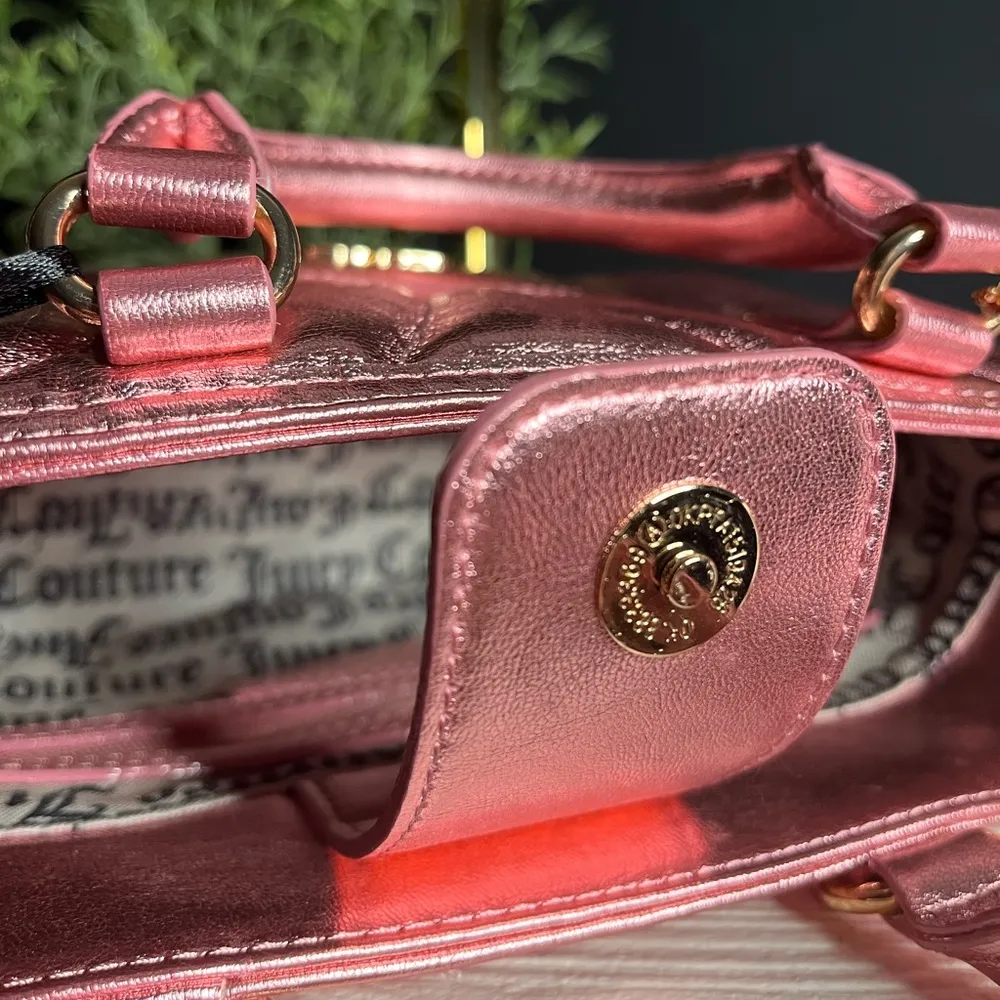Juicy Couture Metallic Rose Heart Quilted Tote Bag | NWT | Coin Purse + Strap - Image 6