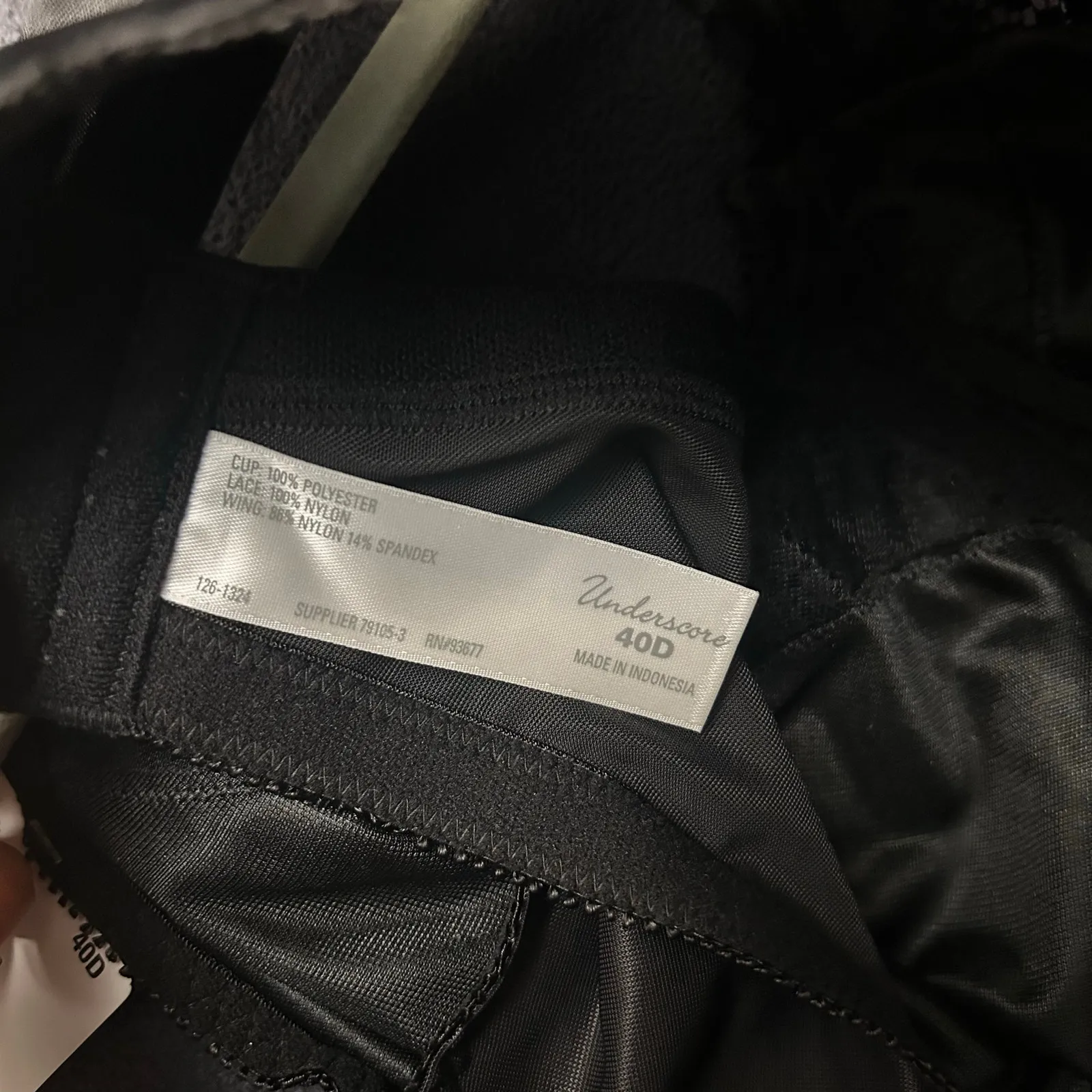 Underscore Unlined Underwire Black Bra 40DD Size undefined - Image 2