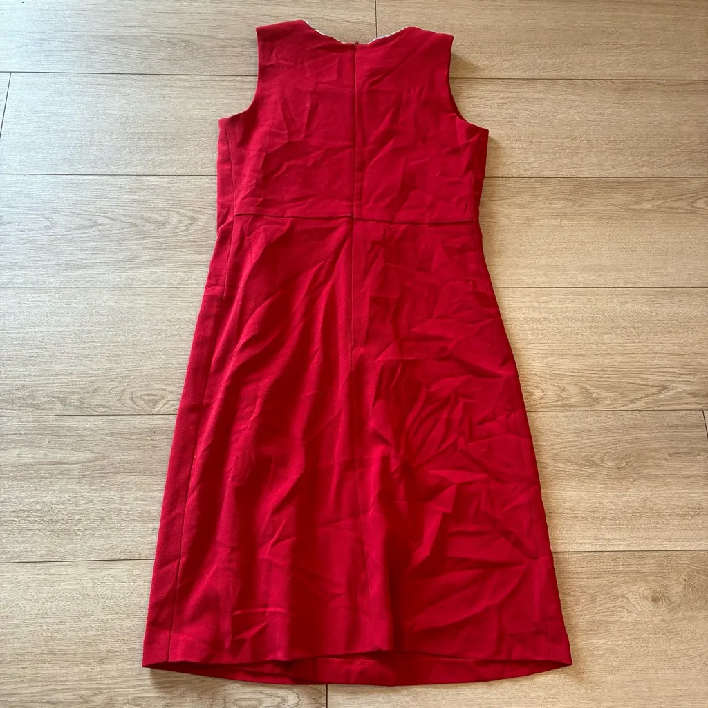 NWT Barbour Women’s Leathen Dress Viscose Blend Red Sleeveless Pencil Size 6 - Image 5