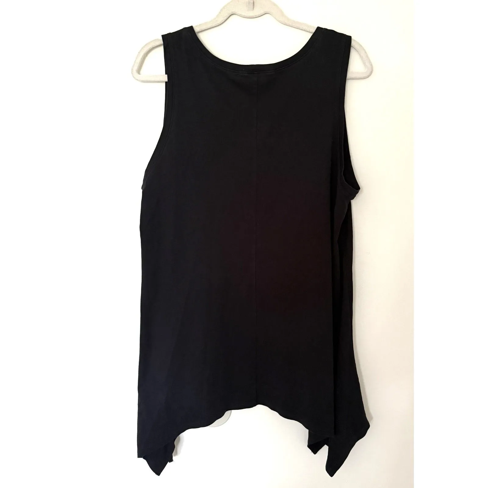 r Browning Black Pima Cotton Sleeveless Lagenlook Tunic Top Flowy Layering Sz M Size M - Image 2