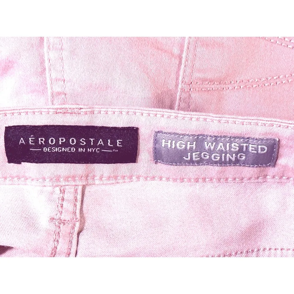 Aeropostale High Waisted Jegging 12 Regular Light Pink Cotton Polyester Spandex - Image 4