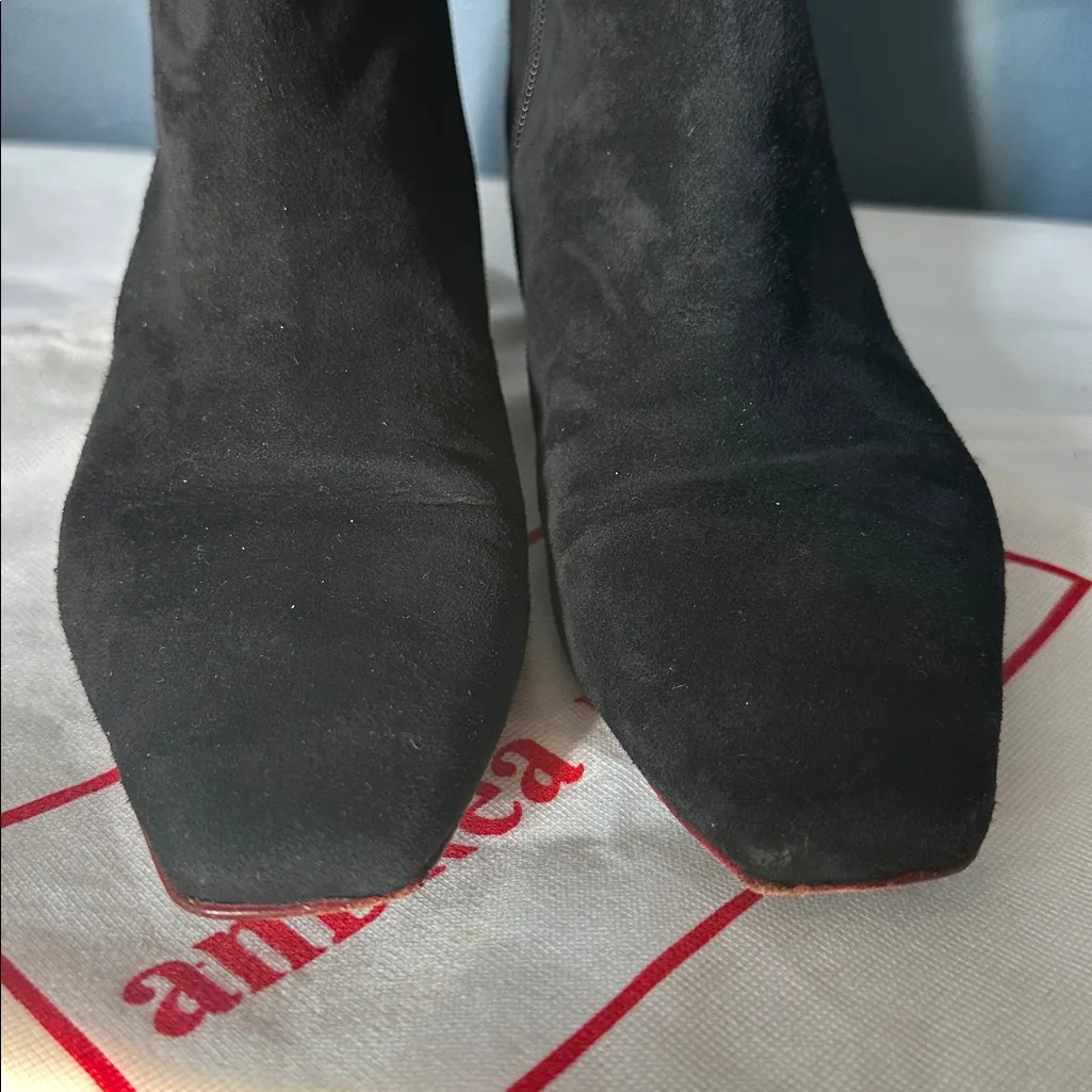 Andrea Pfister I.magnin Black Ankle Boots with Red Trim vintage exquisite Size 7.5 - Image 5